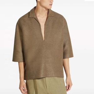 Polo en tricot texturé <span class=keywords><strong>bronze</strong></span> personnalisé – Service OEM/ODM complet, directement de l'usine, échantillonnage rapide en 7-10 jours, marque privée - Product Image 3