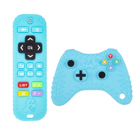 Lot de 2 jouets de dentition en silicone pour bébé, forme télécommande et manette de jeu, sans BPA, doux et sûrs, pour soulager les gencives des nouveau-nés et des tout-petits