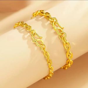 Xinfly Gifts Luxury Custom Brand Jewelry Paperclip <b>Men</b> and Women Pure 24K Genuine Yellow 999 Real Gold Bracelet - Product Image 4