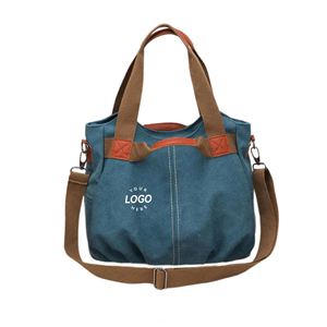High Quality Classic Vintage Canvas Shoulder <b>Bag</b> Women Customized LOGO Portable Messenger Handbag Travel <b>Work</b> Larger Capacity - Product Image 1