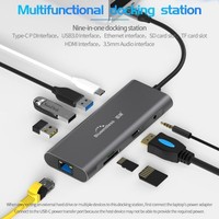 RJ45 1000M Audio 3,5MM SD TF Kartenleser USB 3.0 USB-C Hub 9-in-1 HDTV 4K 60Hz USB Typ-C Ladeadapter