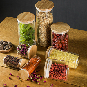 Round Coffee 600Ml Borosilicate Glass Jars Containers, Wholesale Clear Gift Airtight Wide Bamboo Lid Storage Bottle