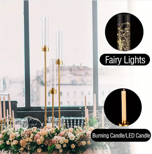 3 teste 78cm oro metallo portacandele supporto fiore decorazione matrimonio tavolo centrotavola matrimonio candelabri festa decorazione per la casa - Product Image 4