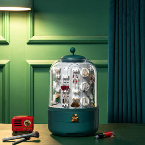 Elegant Luxurious Plastic <b>Jewelry</b> Display <b>Case</b> Organizer Box Multi-functional Rotated Jewellery Showcase Cylinder Shape - Product Image 3