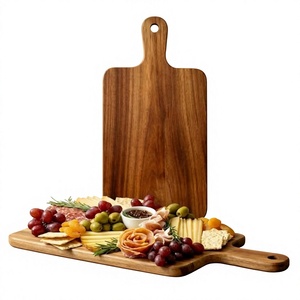 Plateau à pizza rond en bois d'acacia AZ ENTERPRISES avec poignée perforée, planche à découper et à servir, compatible lave-vaisselle - Product Image 3