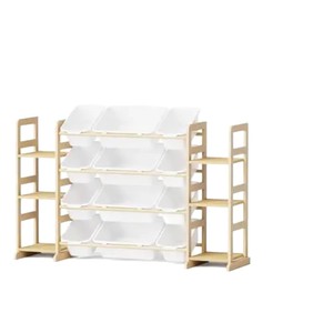 Estante de almacenamiento de juguetes de madera de varias capas, 4 niveles, gran capacidad, organizador de pie para habitación infantil, para juguetes, libros y artículos diversos - Product Image 4