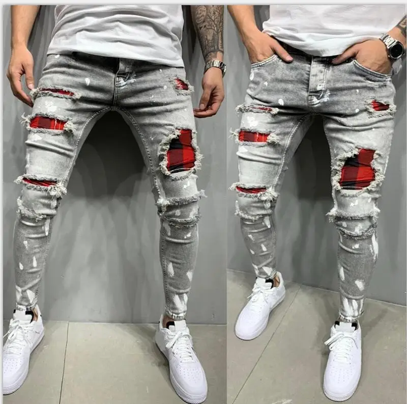 Factory Hot sell Washed Mens Jeans Denim Slim Ripped Pants Men Black Friday Casual Leisure Men'S Jeans With Hole