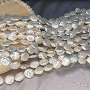 Perlas Blancas Naturales de Agua Dulce DIY, Forma de Botón, Orificio Recto, Accesorios, Perlas Sueltas Recicladas al por Mayor - Product Image 3
