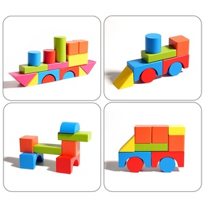Juego de Bloques de Construcción de Madera de Piezas Grandes para Niños, 82 Piezas, Bloques de Haya Coloridos para Educación Temprana, Juguetes de Construcción - Product Image 4