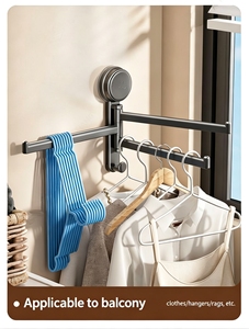 Wholesales convenient Wall Mounted Suction Cup Rotating <b>Kitchen</b> Towel <b>Rack</b> with Hooks Towel Holder <b>Storage</b> <b>Rack</b> for Bathroom - Product Image 5