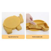 Ensemble repas bébé en silicone motif animal, assiette, bol, bavoir, tasse, cuillère, fourchette réutilisables pour enfants, vaisselle pour repas, usage B2B