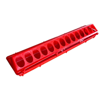 Nouveau Chuangduo Cd-69 Distributeur Automatique de Nourriture pour Poulets à 24 Trous, Seau à Couvercle Rabattable, Rouge, 82CM, Plastique, Longueur Extra, pour Ferme