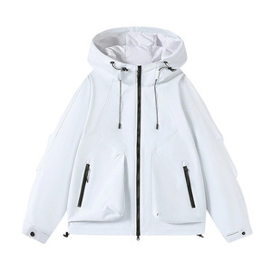 Veste coupe-vent unisexe, couleur unie, à capuche avec doublure intérieure, vêtements de travail d'hiver pour l'extérieur - Product Image 3