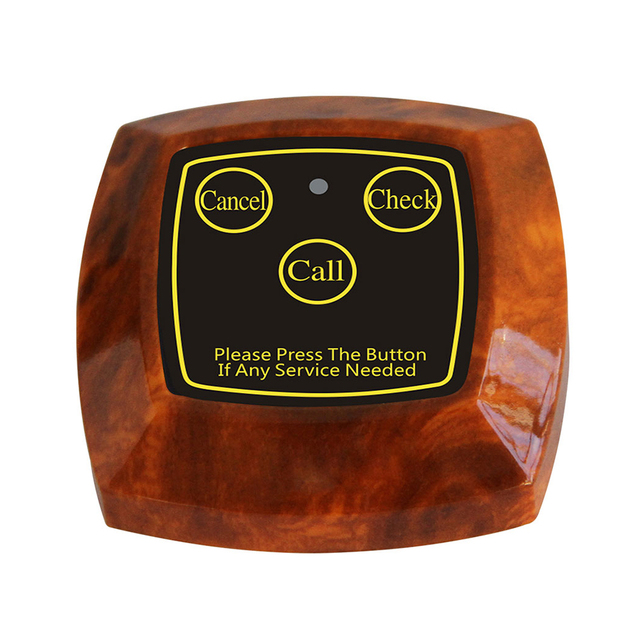 WirelessLinkx APE630 Wireless Calling Waiter Pagers Restaurant Table Wood Color Call Bell Button System