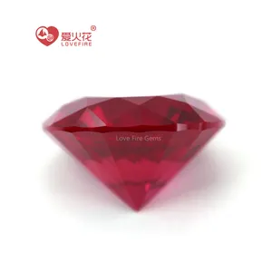 Pierre de rubis artificielle de qualité AAA 3-10mm 5 # couleur rouge forme ronde rubis de corindon synthétique de coupe brillante