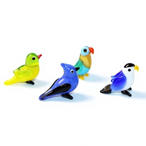 Figurines d'oiseaux en verre faites à la main, miniatures, colorées, décoratives, artisanat de lampwork, décoration d'intérieur - Product Image 3