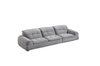 Canapé-lit Chesterfield moderne deux places en tissu, sans dossier, avec mousse réglable et accoudoirs carrés pour se détendre dans le salon