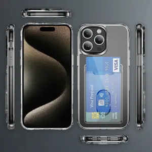 4 Corner Shockproof For IPhone 15 14 13 12 Pro Max Phone Case With Wallet Card Slot Holder Wholesale Mobile Transparent Case