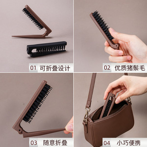 Peine Plegable de Cola Puntiaguda con Cerdas de Jabalí y ABS, Profesional para Peinar, Separar y Resaltar el Cabello, Ideal para Viajes - Product Image 5