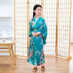 2023 tradicional japonés niños Kimono estilo Pavo Real Yukata vestido para niña chico Cosplay Japón <span class=keywords><strong>Haori</strong></span> disfraz <span class=keywords><strong>ropa</strong></span> asiática - Product Image 2