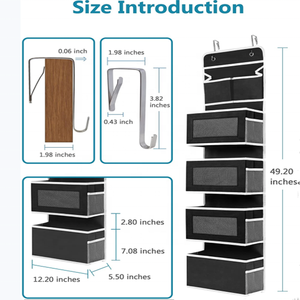 5-SHELF ráp cửa lưu trữ tổ chức cho phòng ngủ với 2 túi nhỏ và 4 túi bên trên cửa treo tổ chức - Product Image 5