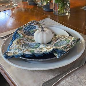 18x18 inch hỗn hợp màu hoa khối in vải khăn ăn với thêu/ - Product Image 2