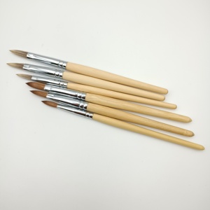 Nuevo pelo de animal imitado <span class=keywords><strong>Kolinsky</strong></span> mango de madera de bambú cepillo de uñas acrílico prensado - Product Image 3