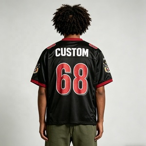 เสื้อยืดคัสตอมเมชเจอร์ซีย์สีดำแดง หมายเลข 68 พิมพ์ลายดิจิทัล สไ<span class=keywords><strong>ต</strong></span>ล์ฮิปฮอป พร้อมป้ายปัก ระบายอากาศได้ดี คอวี แขนสั้น - Product Image 2