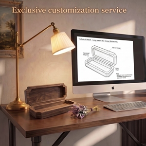 Wood Jewelry Display Case Luxury Jewelry Display Organizer Rectangle Elegant Bracelet Storage Lids Solid Pattern Gift <b>Box</b> - Product Image 4