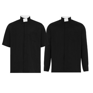 Camisa Medieval de Misionero para Hombre, Manga Corta, Negra, Popelina, Informal, Otoñal, Estilo Cross-Border - Product Image 3