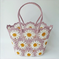 Sac en crochet fait main, polyester et coton, grande capacité, sac fourre-tout, plage, quotidien, décontracté, sac à bandoulière, couleurs personnalisées