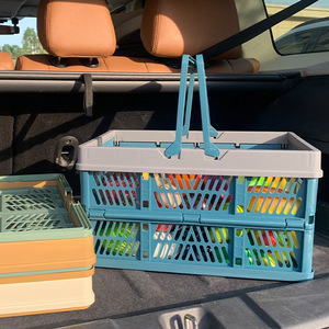 Panier de courses pliable grande taille vert et marron facile à transporter vertical grande capacité standard - Product Image 2