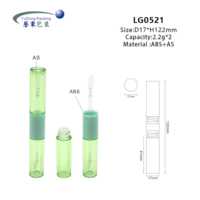 Tube de brillant à lèvres vide vert personnalisé avec logo, double embout, design 2-en-1, 2,2 g, mini flacon applicateur de brillant à lèvres de voyage, emballage
