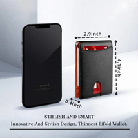 Porte-cartes de crédit en cuir véritable pour hommes d'affaires, porte-cartes à la mode avec clip de dollar et logo personnalisé