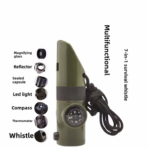 7-en-1 Durable extérieur pour sifflet de sauvetage avec lumière LED thermomètre boussole multifonction pour Tours Camping aventures outil - Product Image 4