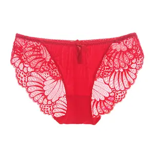 Wholesale Women's Thin Sexy Breathable Panties Transparent Lace Plus Size Fashion Briefs
