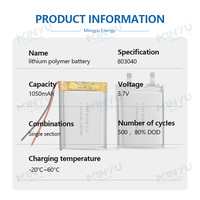 Batteries rechargeables d'ion de lithium de la poche 3.7V/1050mah en gros pour l'électronique grand public 803040