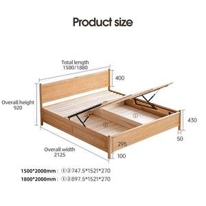 Letto Matrimoniale/Queen Size in Rovere Massiccio, Stile Moderno e Vintage, con Contenitore, Sollevamento Idraulico e Ricarica USB, per Casa, Camera da Letto e Hotel - Vendita Diretta dalla Fabbrica - Product Image 6
