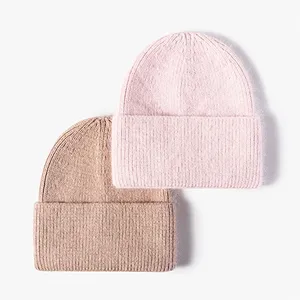 Rabbit fur Hats For Women Winter Hat Fashion Thick Warm Beanie Girls Solid Adults Knitted Hats Cover Head Caps