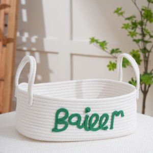 <span class=keywords><strong>Panier</strong></span> de rangement <span class=keywords><strong>personnalisé</strong></span> en corde de coton avec nom et motif floral sur mesure – Organisateur tressé pour chambre d'enfant et cadeaux de naissance - Product Image 5