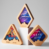 Trophée en bois et cristal haut de gamme pour récompense d'entreprise, réunion annuelle, reconnaissance des employés, souvenir