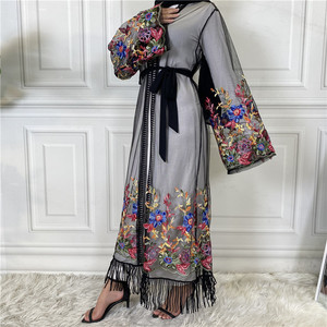 Cárdigan largo de poliéster con estampado para mujer, ropa musulmana islámica Abaya, bonito diseño - Product Image 1