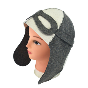 Chapeau <span class=keywords><strong>de</strong></span> sauna en feutre <span class=keywords><strong>de</strong></span> laine <span class=keywords><strong>de</strong></span> style aviateur, <span class=keywords><strong>bonnet</strong></span> <span class=keywords><strong>de</strong></span> <span class=keywords><strong>bain</strong></span> à vapeur thermique, design pilote <span class=keywords><strong>vintage</strong></span>, accessoires <span class=keywords><strong>de</strong></span> sauna confortables et chauds OEM - Product Image 1