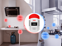 Detektor Gas Rumah Tangga Alarm Gas Alam dengan Lampu Peringatan Bertenaga Baterai untuk Dapur Restoran Apartemen Sensor Keamanan