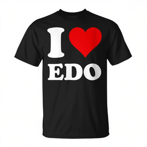 Camiseta I Love Edo con diseño de corazón rojo, ropa promocional - Product Image 2