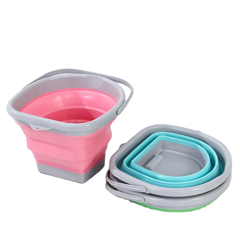 Amazon Hot Sale Portable Collapsible Washing Water Bucket Plastic Folding Bucket With Carry Handle