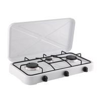 Table de cuisson à gaz 5kW portable personnalisée Tyler Table Top Butane 3 cuisinières à gaz avec couvercle