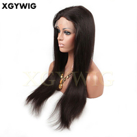 Stok 24 "coklat tua 100% rambut manusia Remy India harga pabrik murah datang dalam semalam Wig renda depan lurus halus