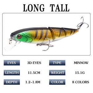Señuelo de Pesca Flotante Minnow de 8 Colores, 11.5cm/15g, de Múltiples Secciones, para Agua Salada, Ideal para Marlin, Bacalao y Perca, Hecho de ABS - ¡Venta Caliente! - Product Image 2