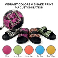 Sandales plates pour femmes à double boucle, motif peau de serpent python, chaussures de plage d'été, vente en gros, usine OEM ODM D1